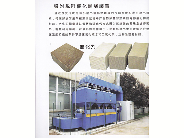Exhaust gas adsorption and desorption catalytic combustion environmental protection emission device